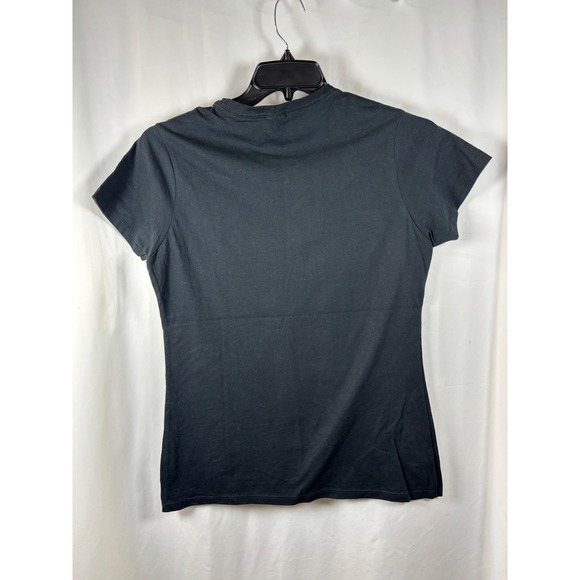 Port & Company Womens Black Gold Glitter Did I Hear A Cork Pop Graphic Tee M - Picture 3 of 3